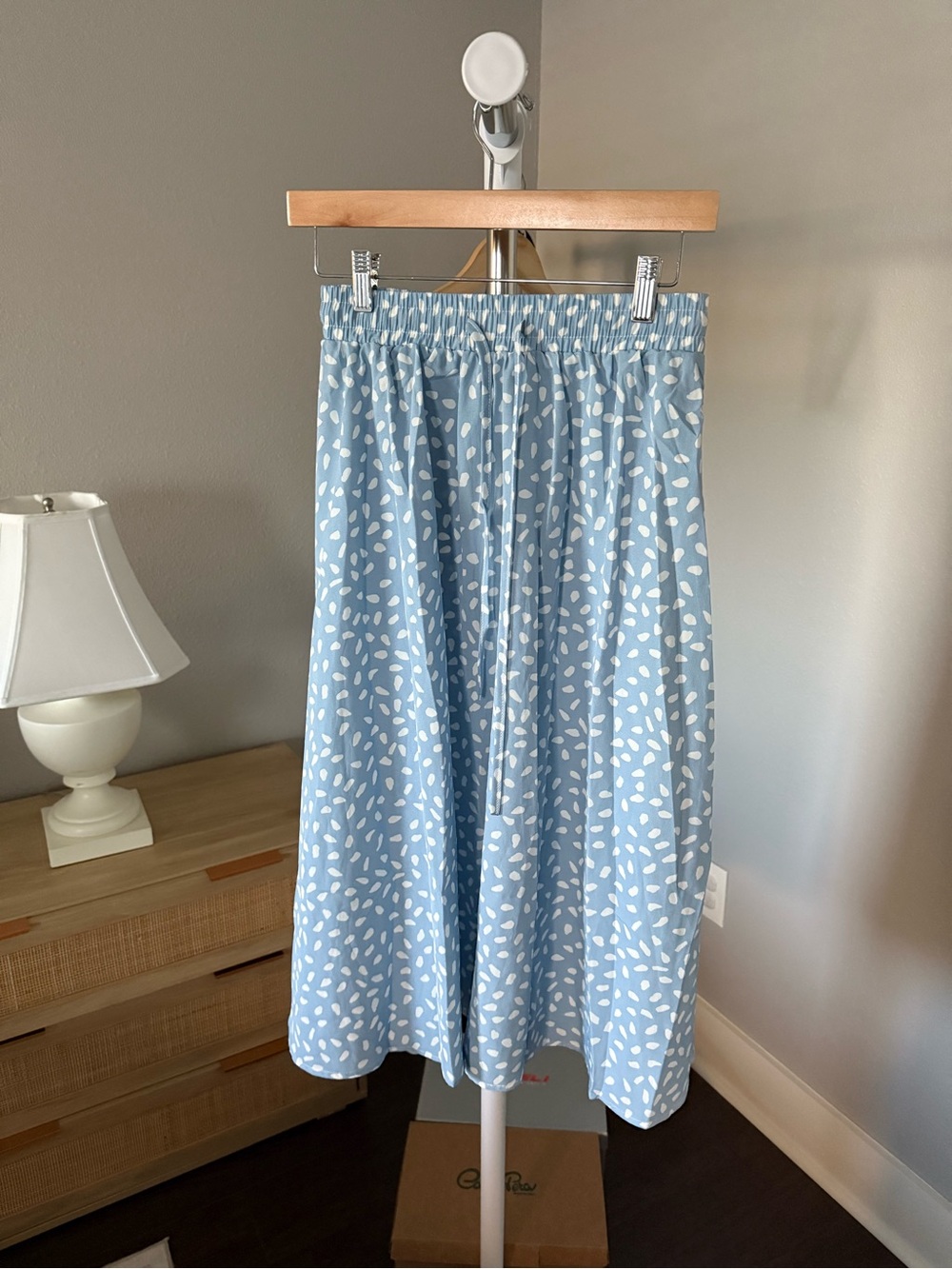 NEW Light Blue Printed Midi Skirt Size S
